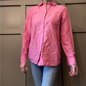 Banana Republic Linen Cotton Pink Long Sleeve Button Down Shirt Size Small